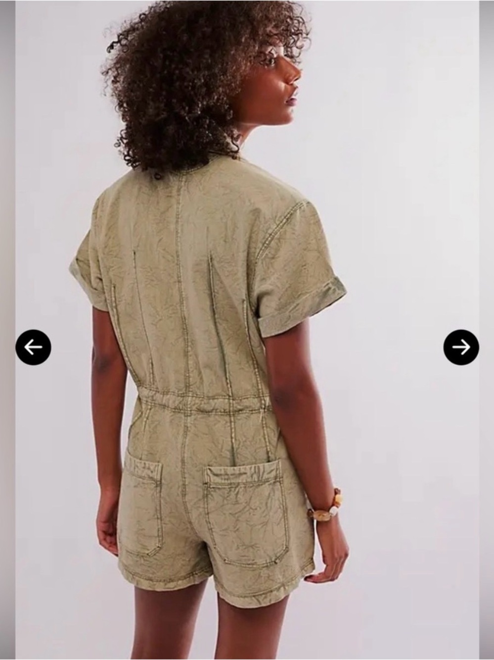 Free People Olive Green Short-Sleeve Utility Romper - Picture 10 of 11